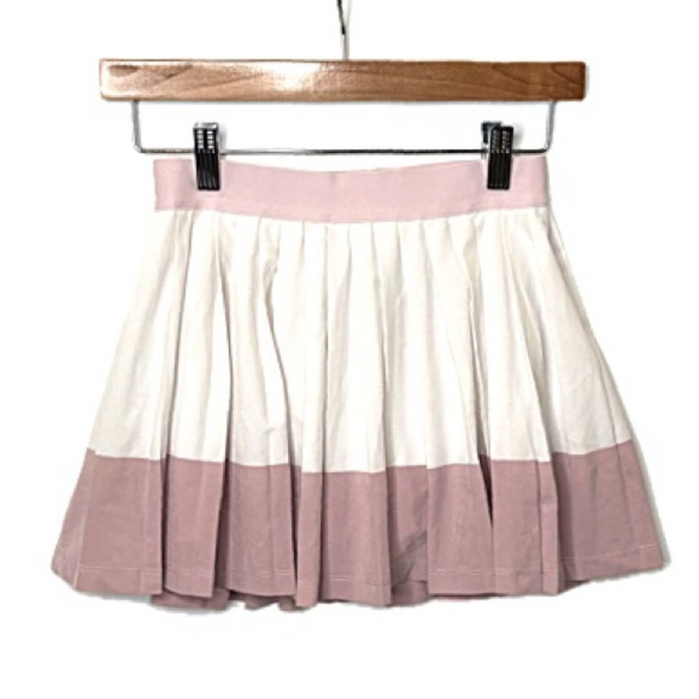 Athleta Girl Pleated Skort Kids Size 12 Large Pull On Skirt White & Dusty Pink